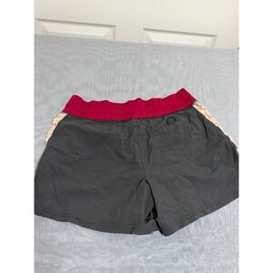 Lucy Women's Gray Pink Activewear Running Shorts Medium Drawstring Zipper Pocket